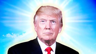 Picture of Donald Trump with halo-like light behind his head